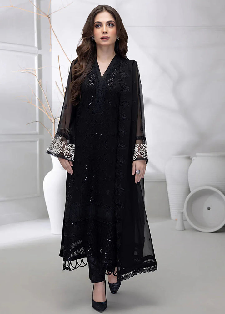 Azure  Embroidered Chiffon Suit Unstitched 4 Piece Dusky Glint - Festive Collection