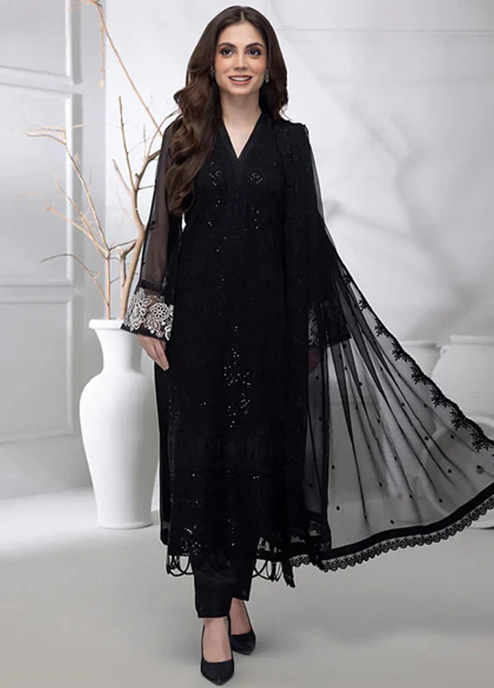 Azure  Embroidered Chiffon Suit Unstitched 4 Piece Dusky Glint - Festive Collection