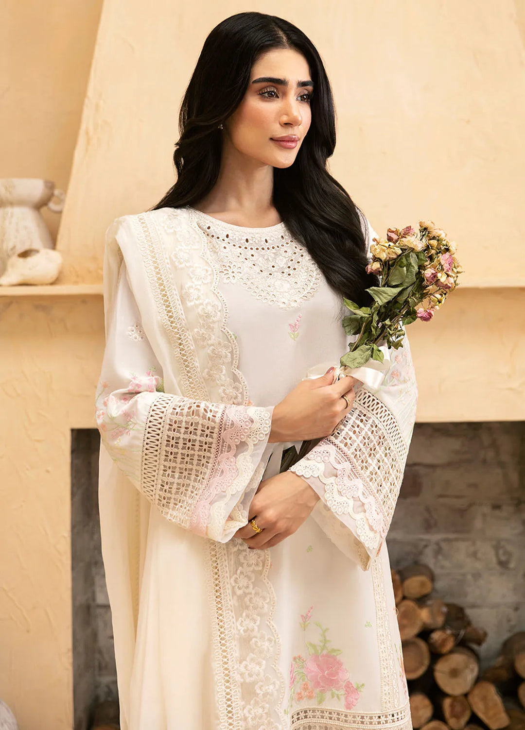 Azure Embroidered Suit Unstitched 3 Piece AZU24PC 58 Blissful Snow - Luxury Collection