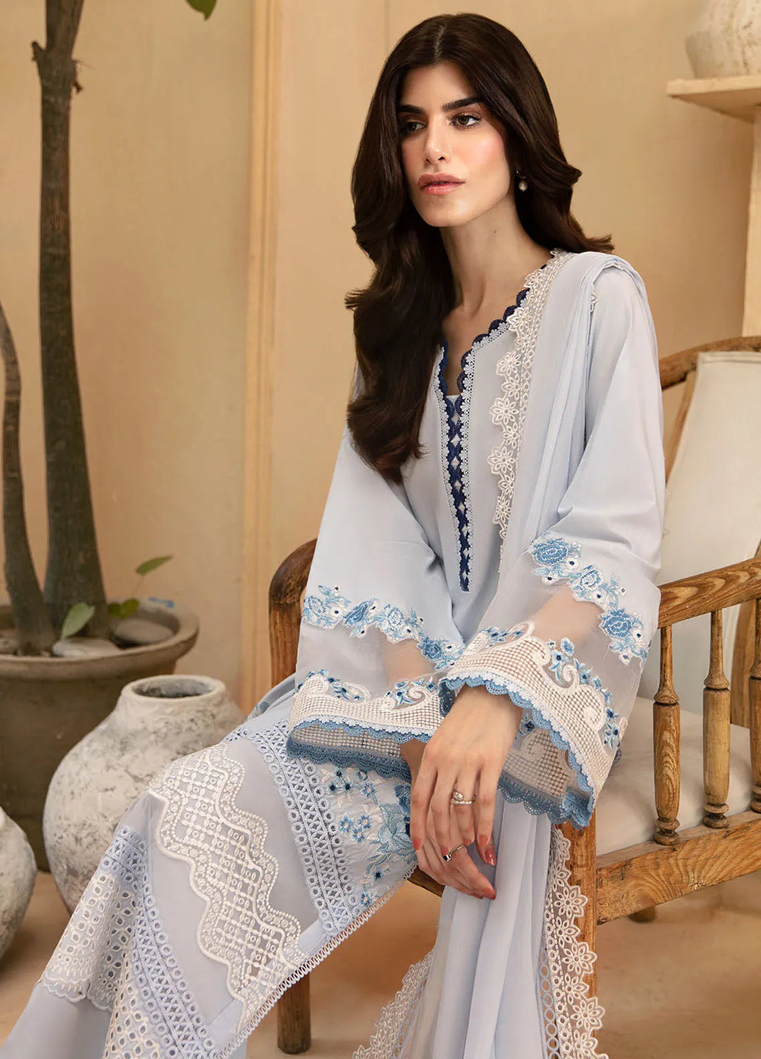 Azure Embroidered Suit Unstitched 3 Piece AZU24PC 59 Skyline Serenity - Luxury Collection