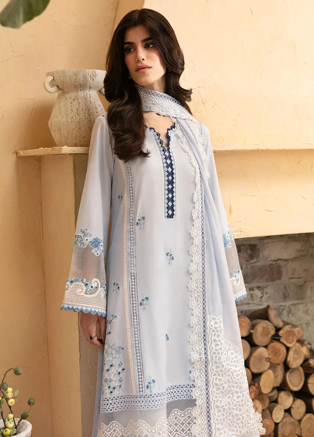 Azure Embroidered Suit Unstitched 3 Piece AZU24PC 59 Skyline Serenity - Luxury Collection