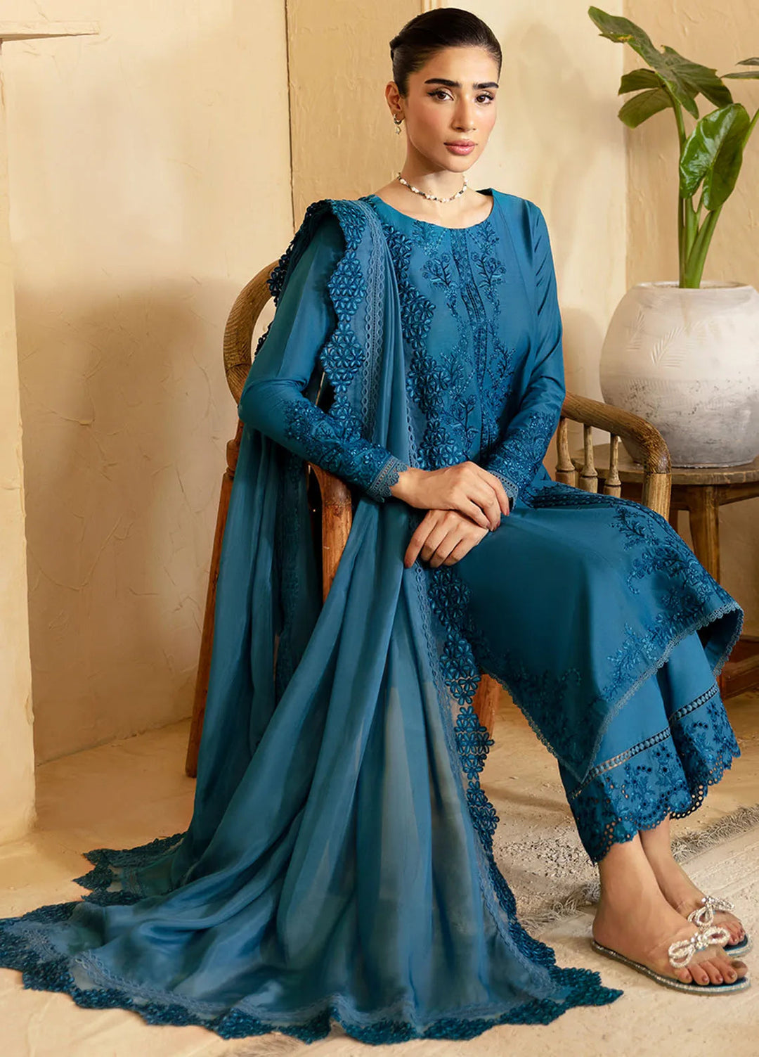 Azure Embroidered Suit Unstitched 3 Piece AZU24PC 61 Marine Whisper - Luxury Collection