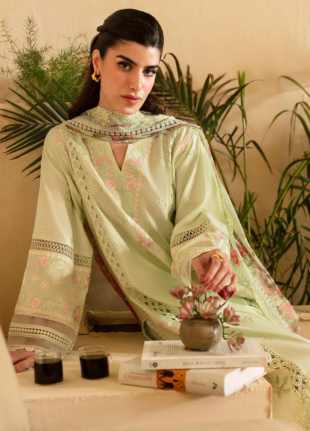 Azure Embroidered Suit Unstitched 3 Piece AZU24PC 63 Meadow Mist - Luxury Collection