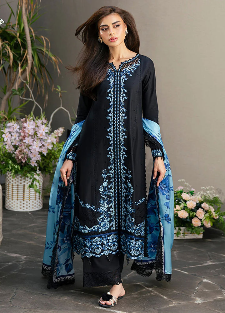 Azure Embroidered Lawn Suits Unstitched 3 Piece AZU25LL Black Amour - Summer Collection