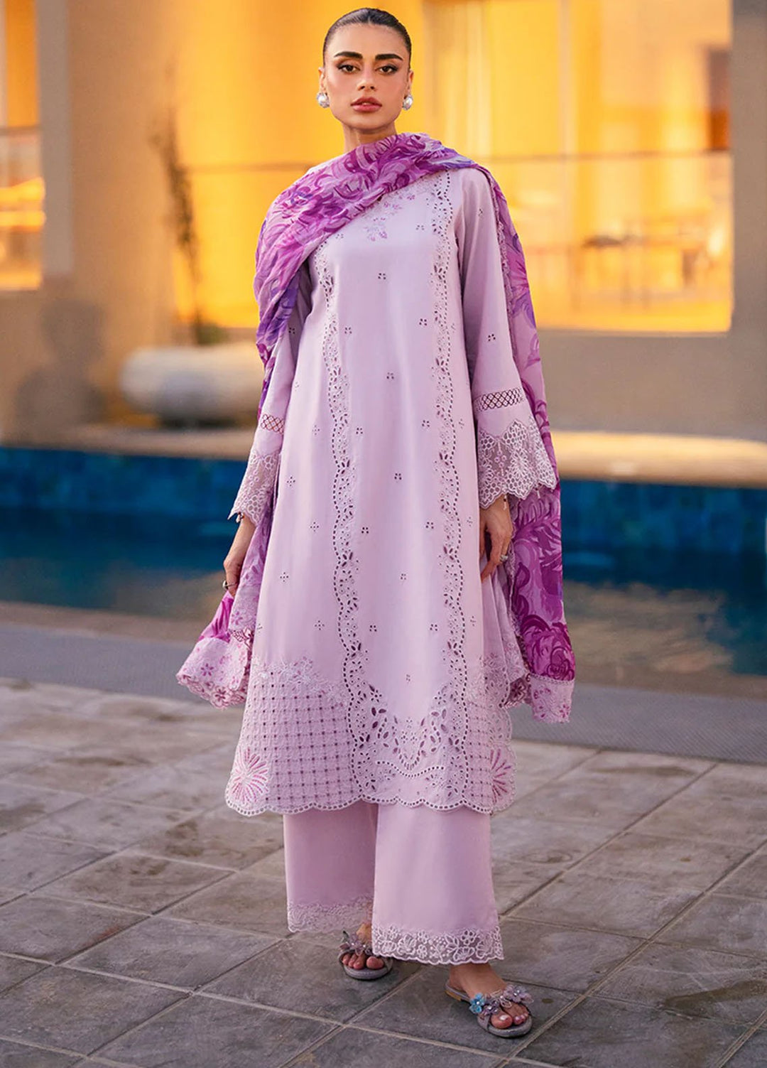Azure Embroidered Lawn Suits Unstitched 3 Piece AZU25LL Lilac Majesty - Summer Collection