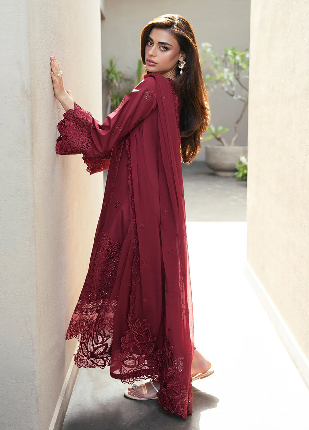 Azure Embroidered Lawn Suits Unstitched 3 Piece AZU25LL Rosso Royal - Summer Collection