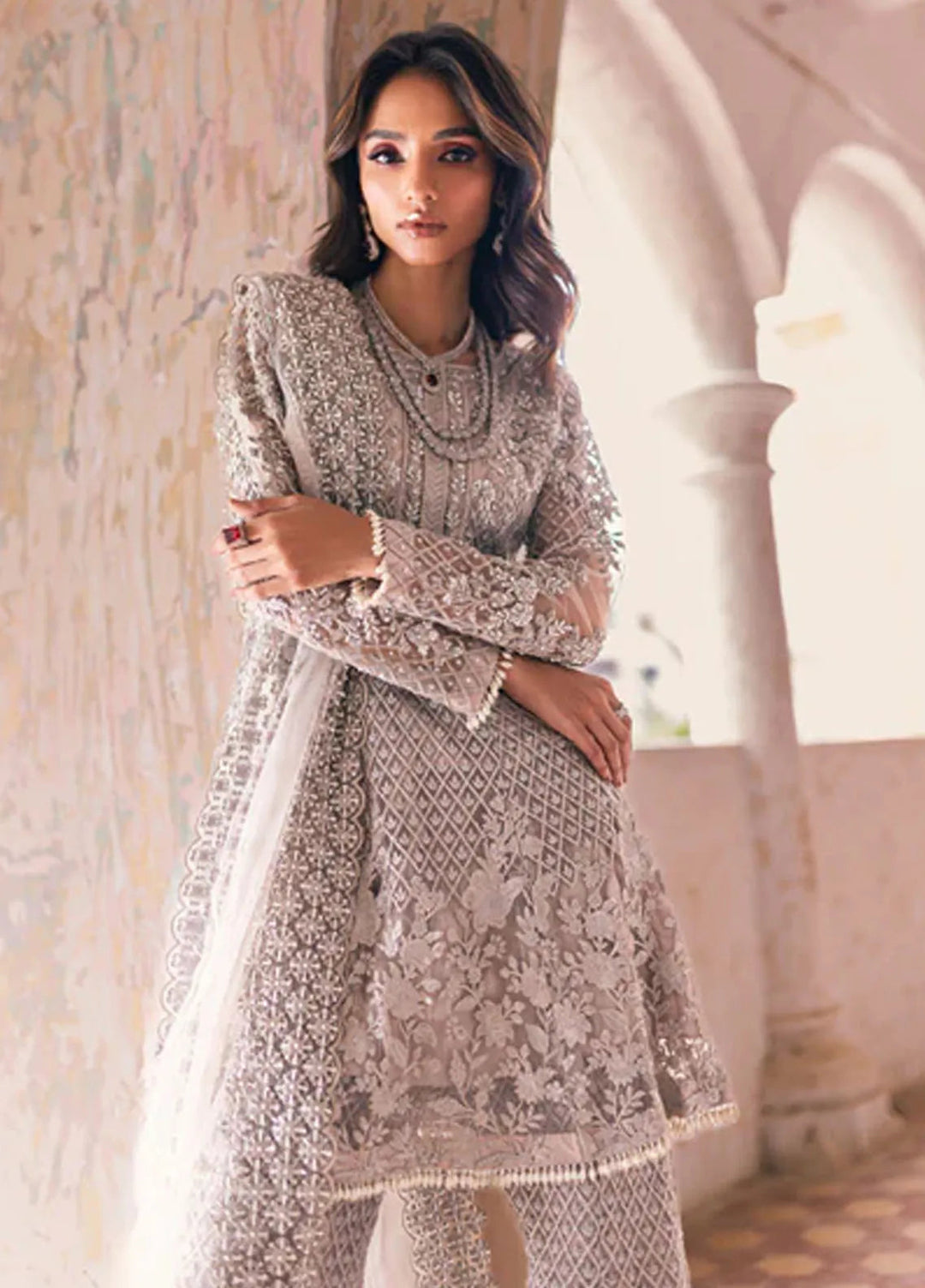 Azure Embroidered Net Suit Unstitched 3 Piece AZ24W Jugnu - Formals Collection