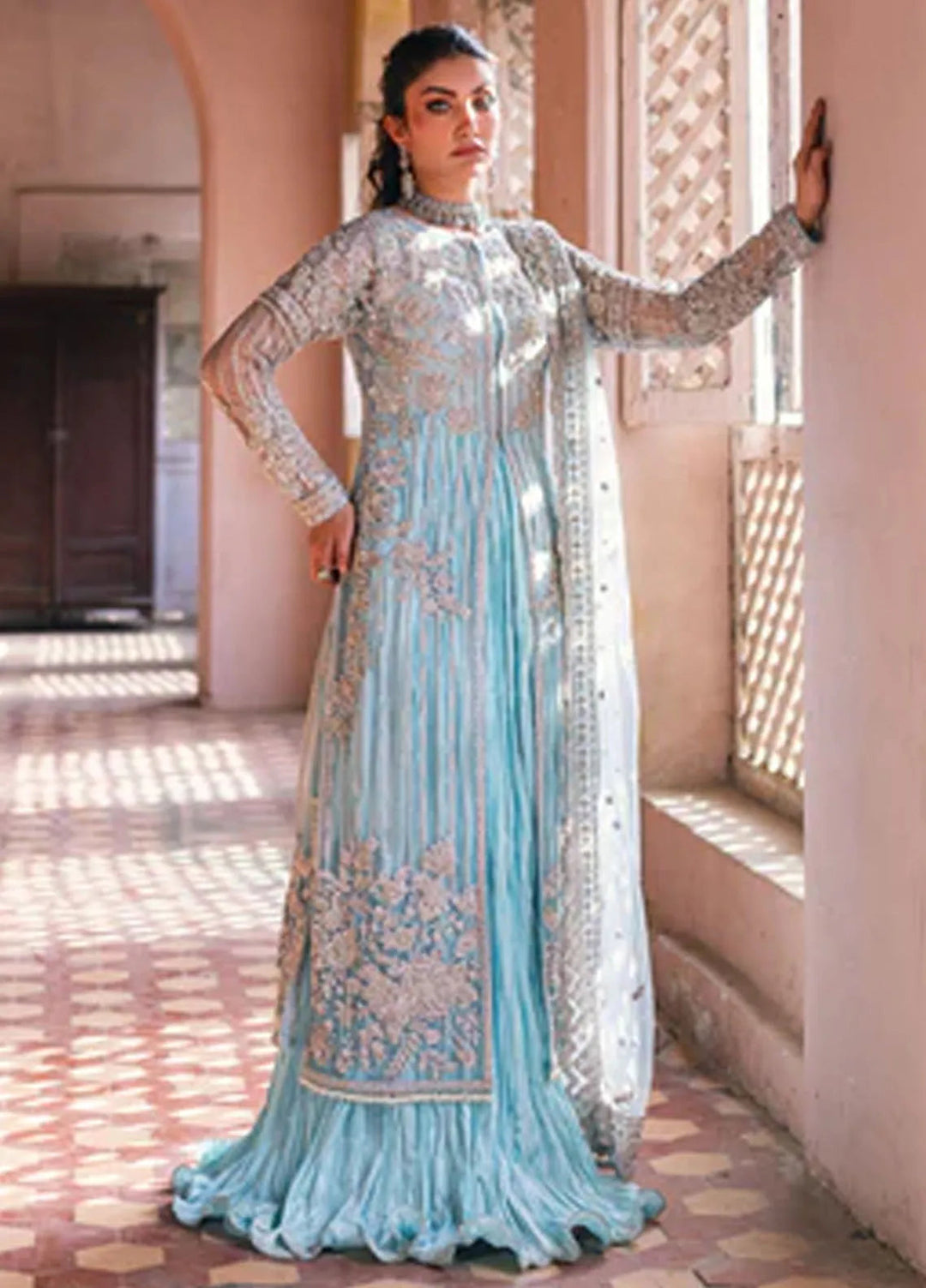 Azure Embroidered Net Suit Unstitched 3 Piece AZ24W Mah Jabeen - Formals Collection