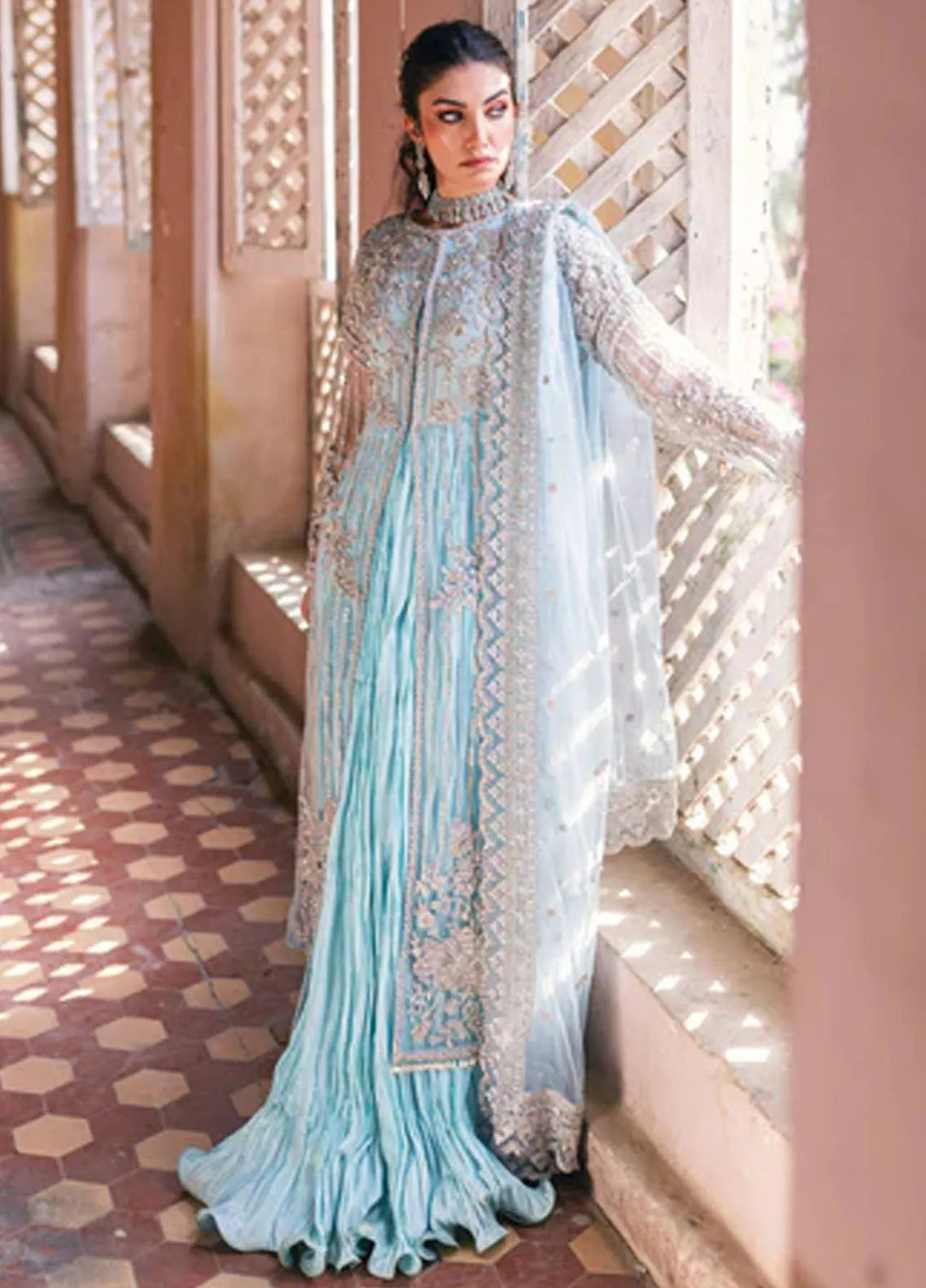 Azure Embroidered Net Suit Unstitched 3 Piece AZ24W Mah Jabeen - Formals Collection