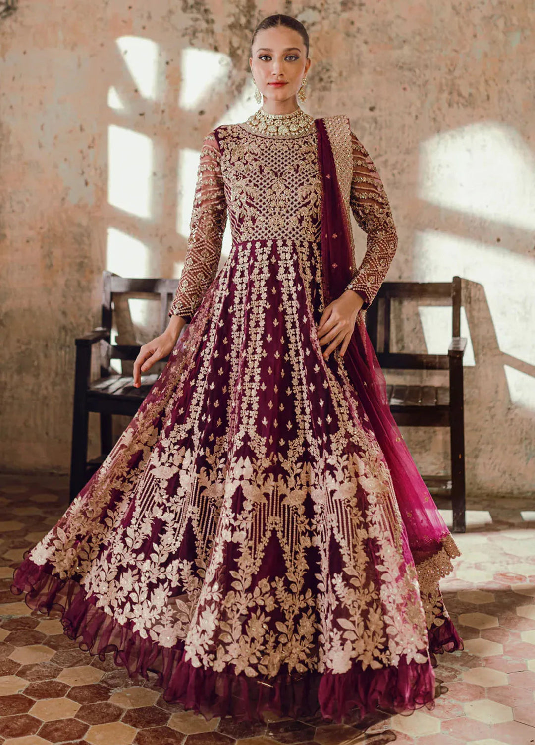Azure Embroidered Net Suit Unstitched 3 Piece AZ24W Parisa - Formals Collection
