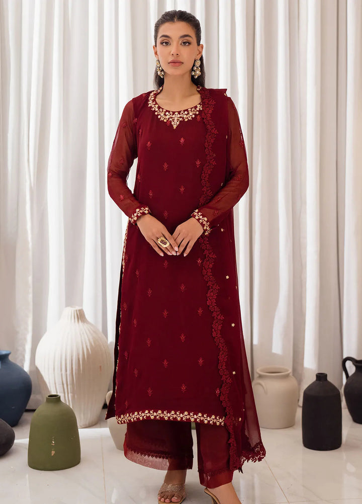 Azure Embroidered Suit Unstitched 3 Piece AZU24EU Wine Scarlet - Festive Collection