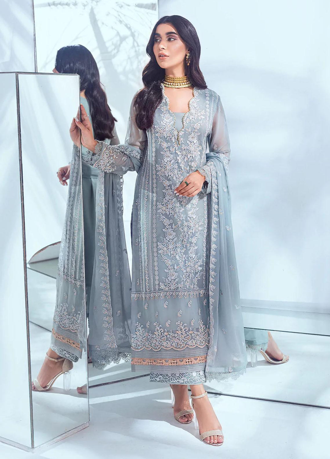 Azure Pret  Chiffon 3 Piece Suit Pastel Mint PMES003