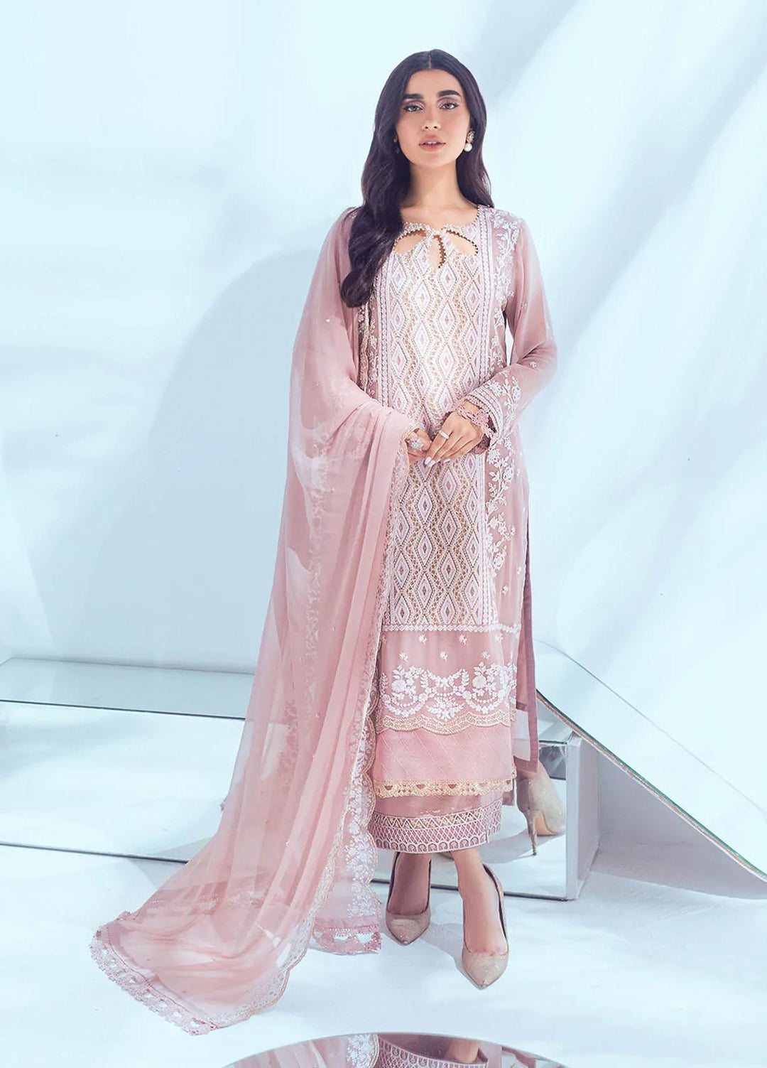 Azure Pret  Chiffon 3 Piece Suit Mauve Mist MMES008