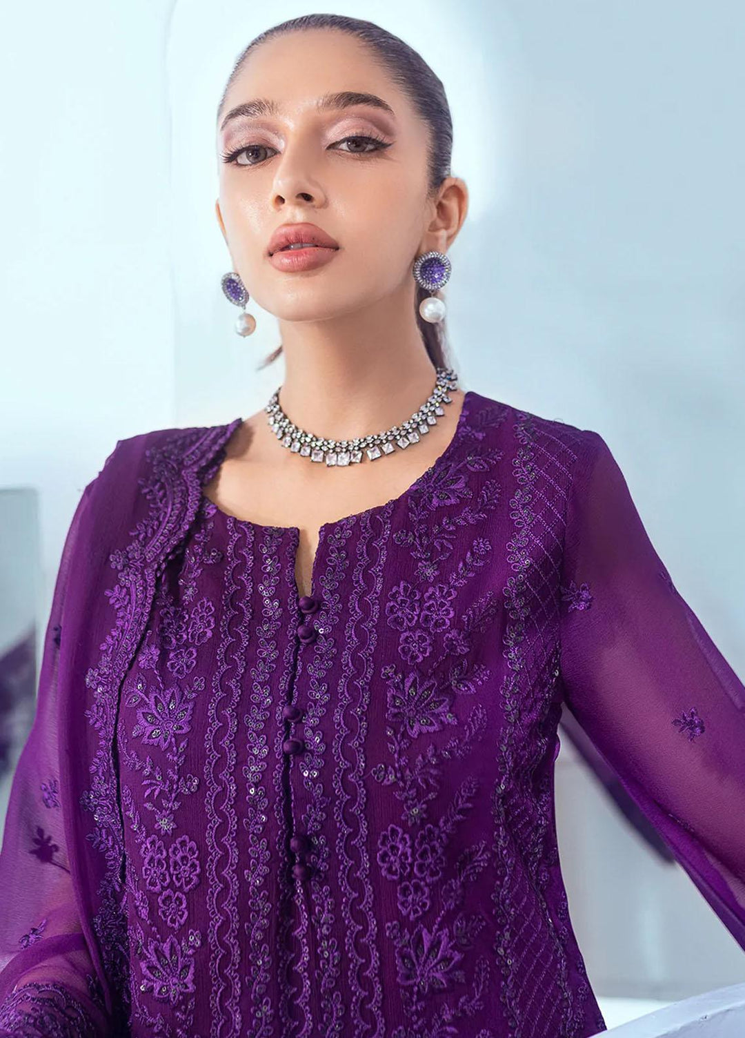 Azure Pret  Chiffon 3 Piece Suit Shining Daisy SDES007