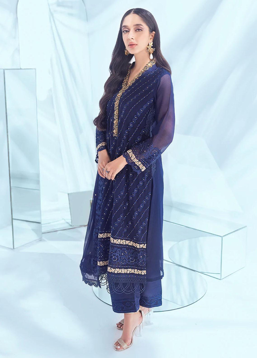 Azure Pret  Chiffon 3 Piece Suit Splendens SDES001