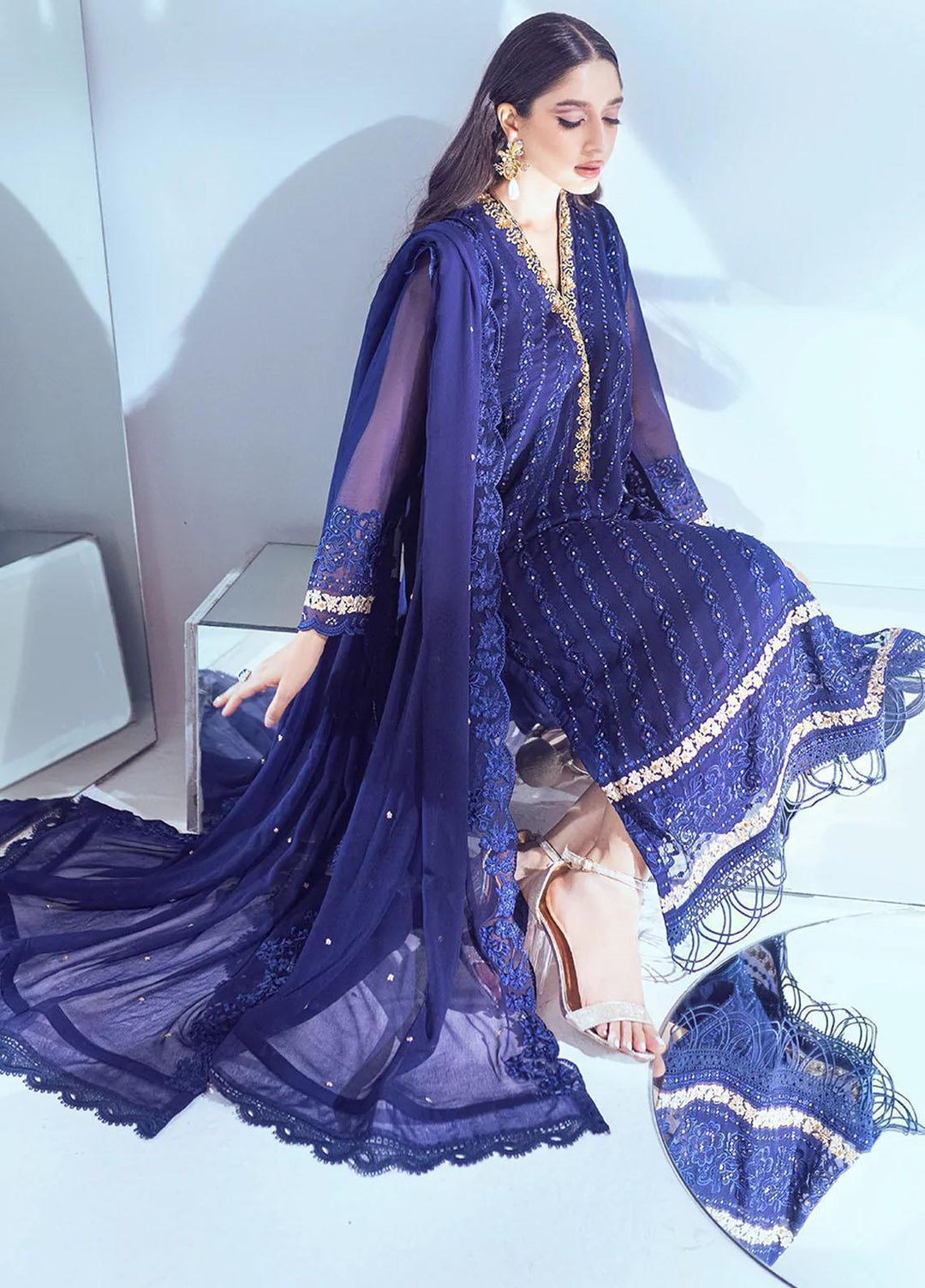Azure Pret  Chiffon 3 Piece Suit Splendens SDES001