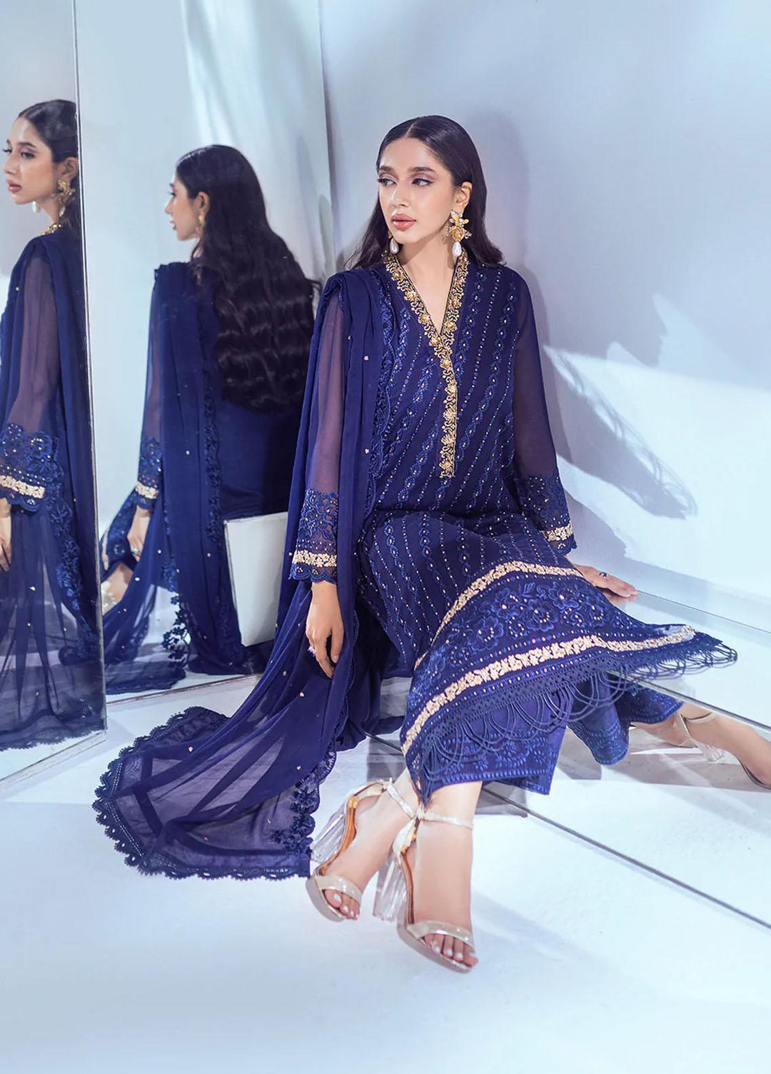 Azure Pret  Chiffon 3 Piece Suit Splendens SDES001