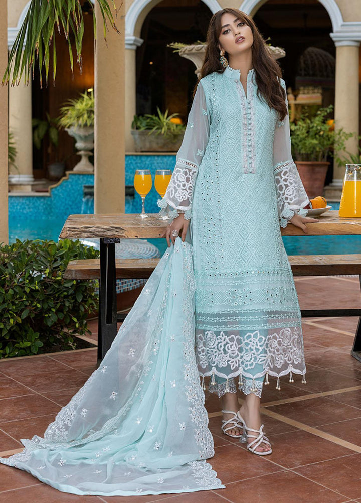 Azure Embroidered Chiffon Suits Unstitched 3 Piece AZU22LE AS-84 Ice Green - Eid Collection