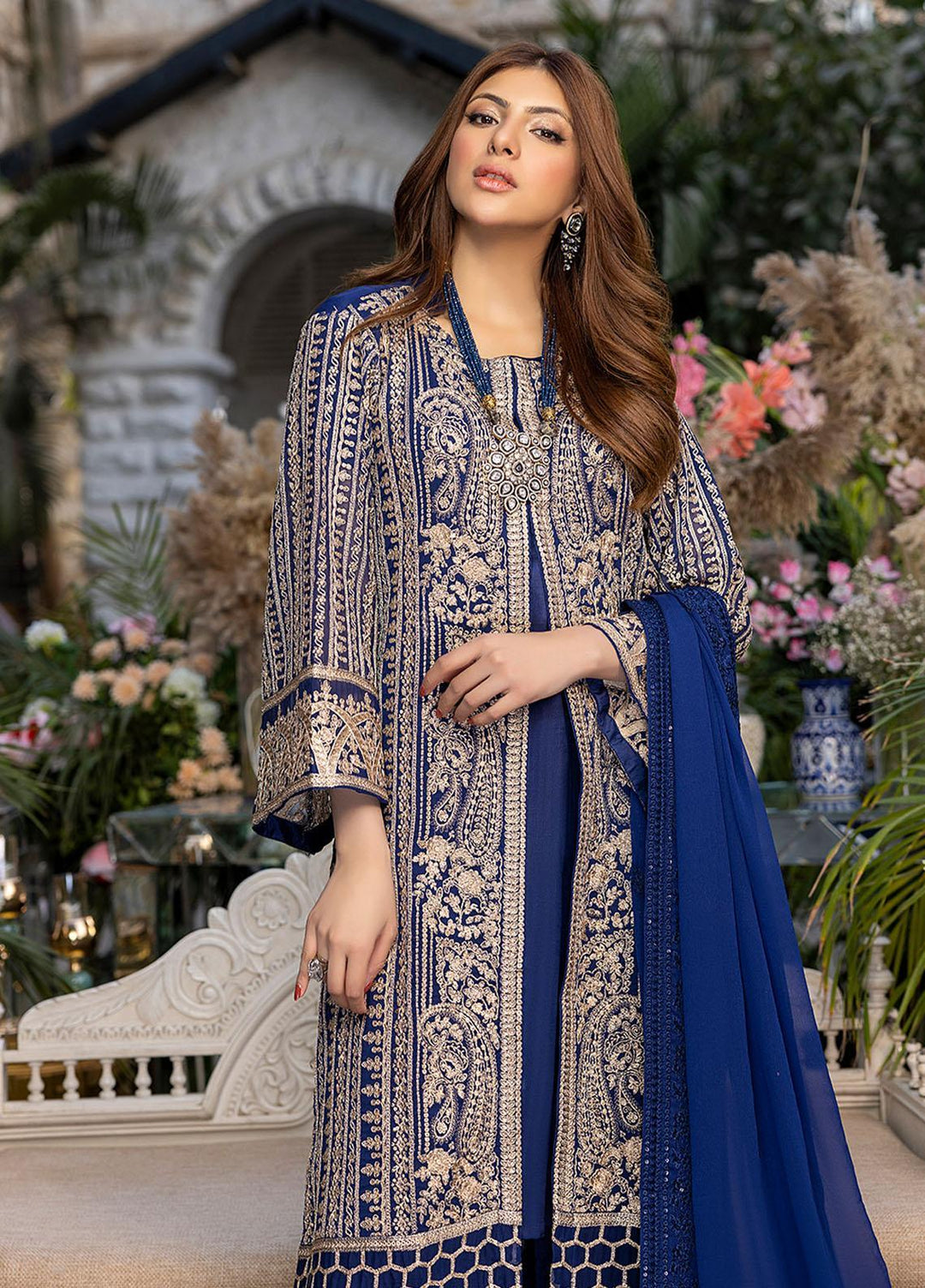 Azure Embroidered Chiffon Suits Unstitched 3 Piece AZU23L AS-93 Granite - Luxury Collection