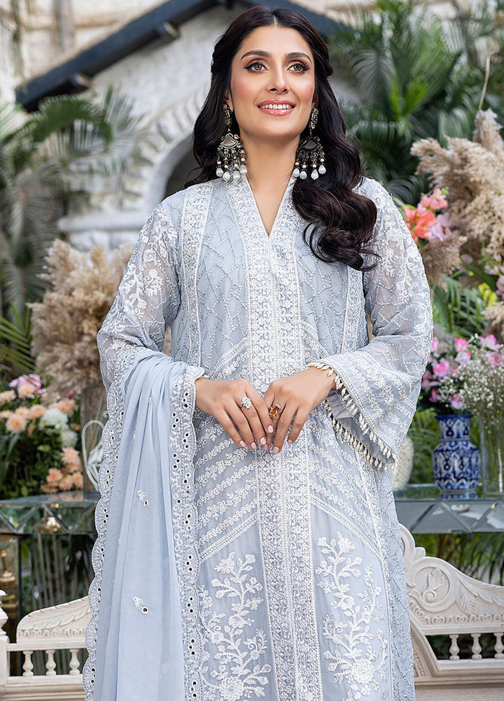 Azure Embroidered Chiffon Suits Unstitched 3 Piece AZU23L AS-95 Snowy Dove - Luxury Collection