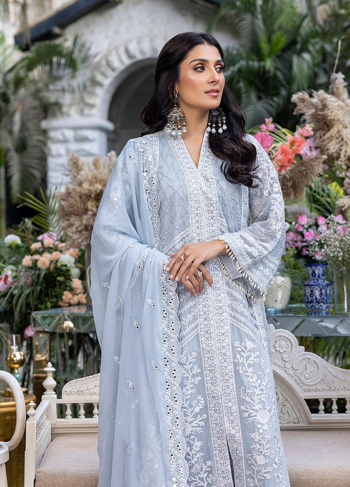 Azure Embroidered Chiffon Suits Unstitched 3 Piece AZU23L AS-95 Snowy Dove - Luxury Collection