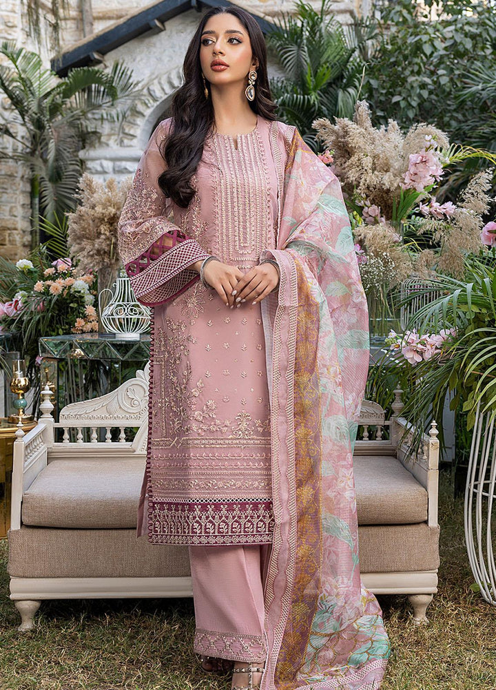 Azure Embroidered Organza Suits Unstitched 3 Piece AZU23L AS-97 Lotus Plush - Luxury Collection