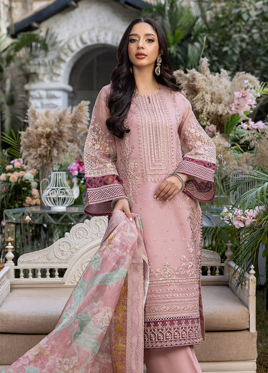 Azure Embroidered Organza Suits Unstitched 3 Piece AZU23L AS-97 Lotus Plush - Luxury Collection