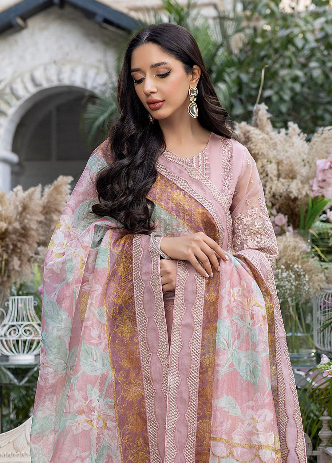 Azure Embroidered Organza Suits Unstitched 3 Piece AZU23L AS-97 Lotus Plush - Luxury Collection