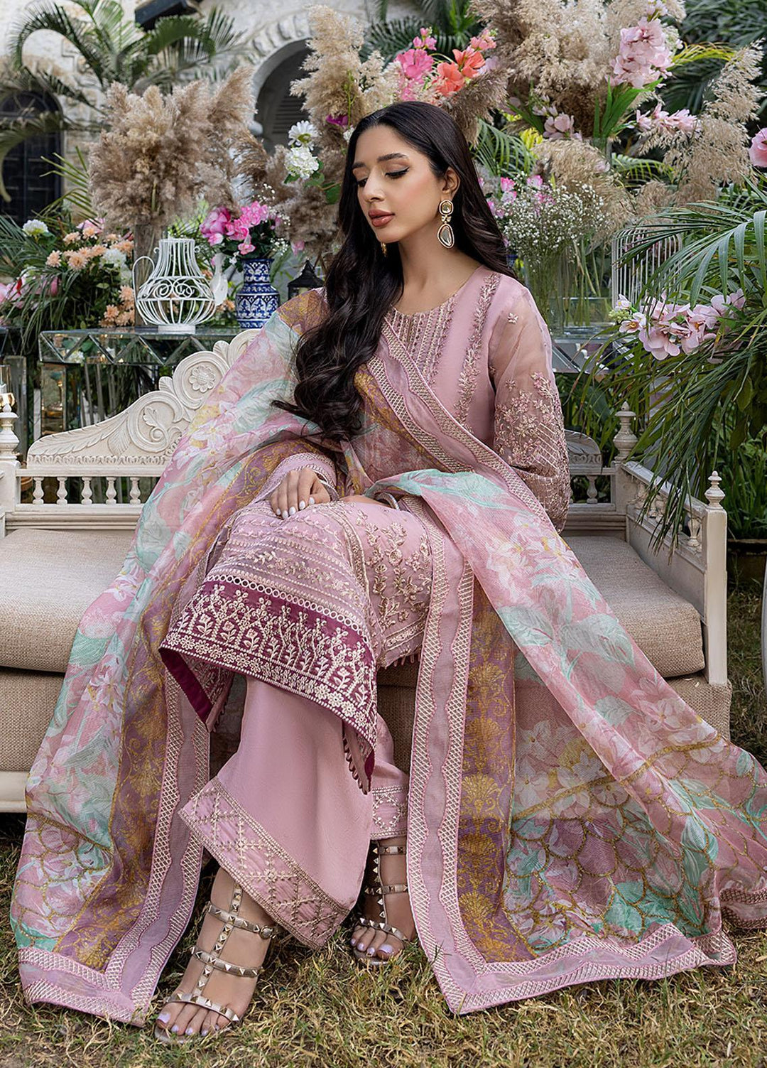Azure Embroidered Organza Suits Unstitched 3 Piece AZU23L AS-97 Lotus Plush - Luxury Collection