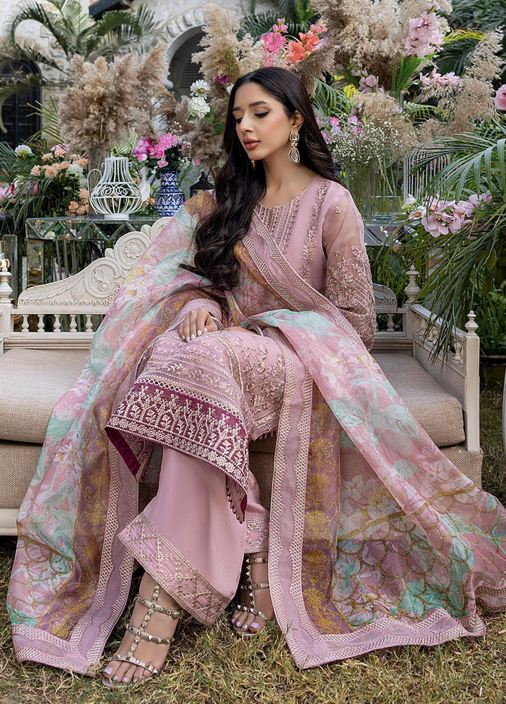 Azure Embroidered Organza Suits Unstitched 3 Piece AZU23L AS-97 Lotus Plush - Luxury Collection