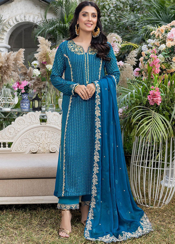 Azure Embroidered Chiffon Suits Unstitched 3 Piece AZU23L AS-99 Dreamy Iris - Luxury Collection