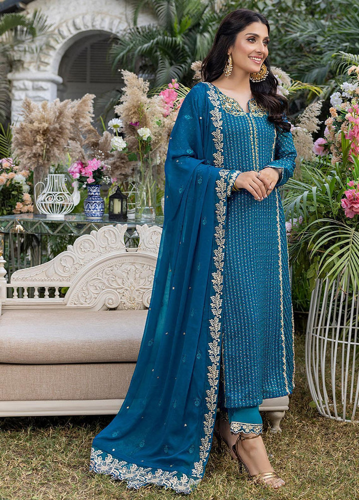 Azure Embroidered Chiffon Suits Unstitched 3 Piece AZU23L AS-99 Dreamy Iris - Luxury Collection