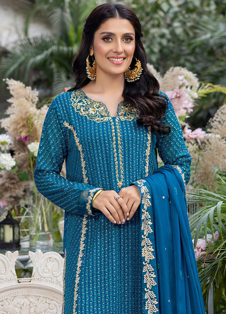 Azure Embroidered Chiffon Suits Unstitched 3 Piece AZU23L AS-99 Dreamy Iris - Luxury Collection