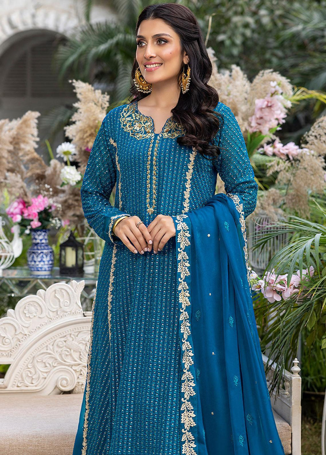 Azure Embroidered Chiffon Suits Unstitched 3 Piece AZU23L AS-99 Dreamy Iris - Luxury Collection