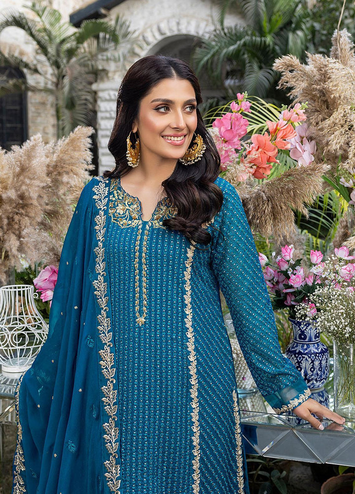 Azure Embroidered Chiffon Suits Unstitched 3 Piece AZU23L AS-99 Dreamy Iris - Luxury Collection