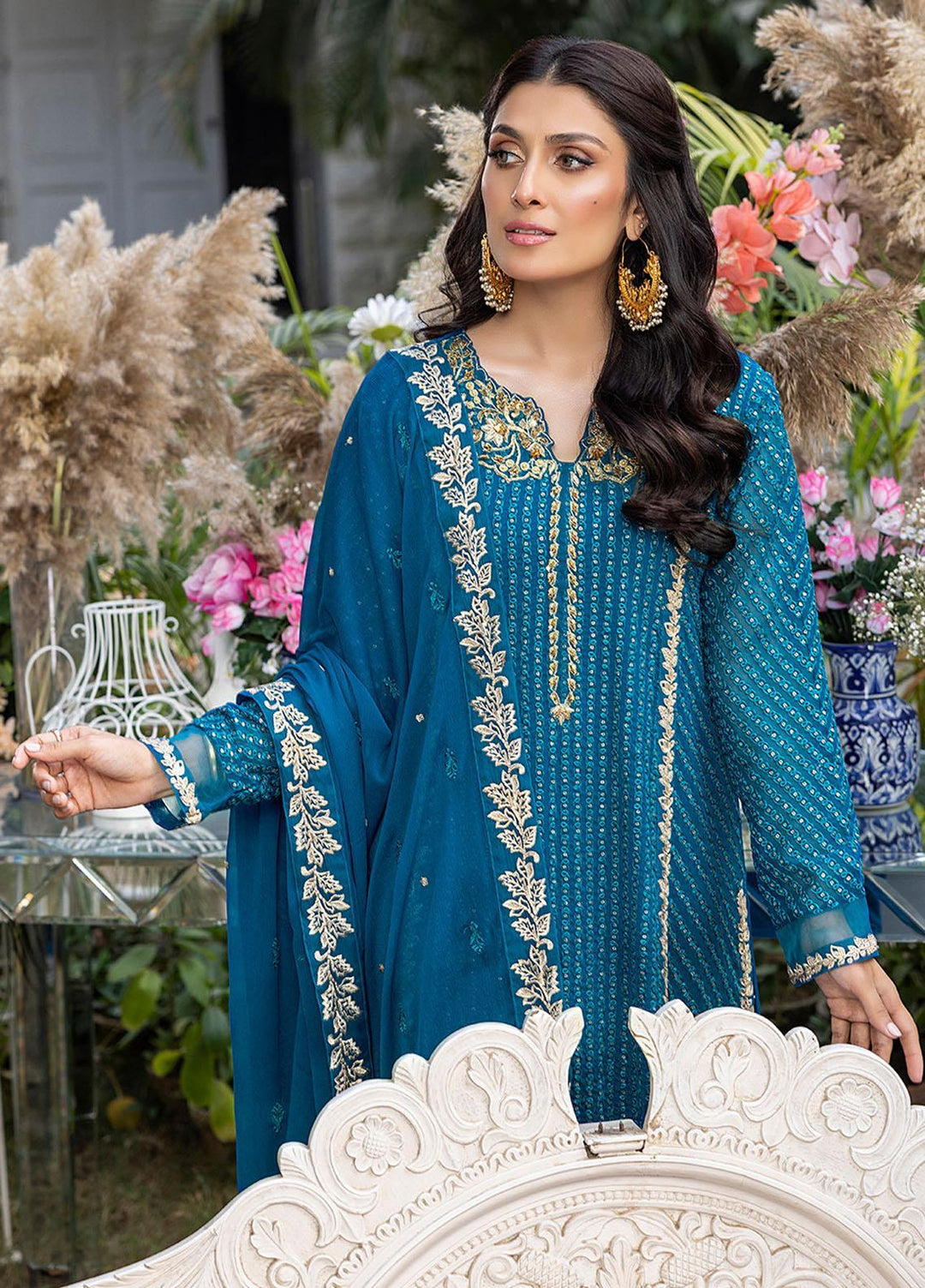Azure Embroidered Chiffon Suits Unstitched 3 Piece AZU23L AS-99 Dreamy Iris - Luxury Collection