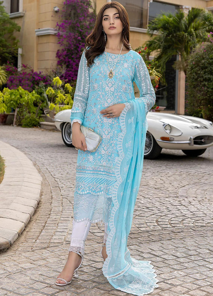 Azure Pret  Chiffon 3 Piece Suit Aqua Stone ASAS83