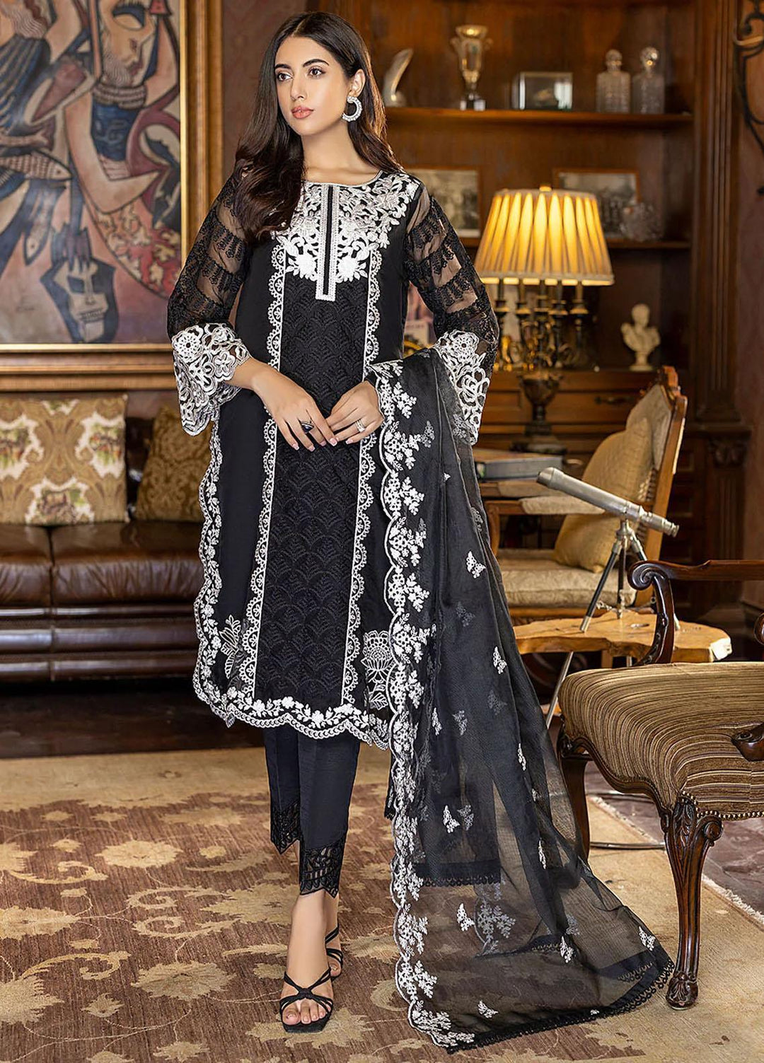 Azure Pret  Organza 3 Piece Suit Mystique Noir MNAS91