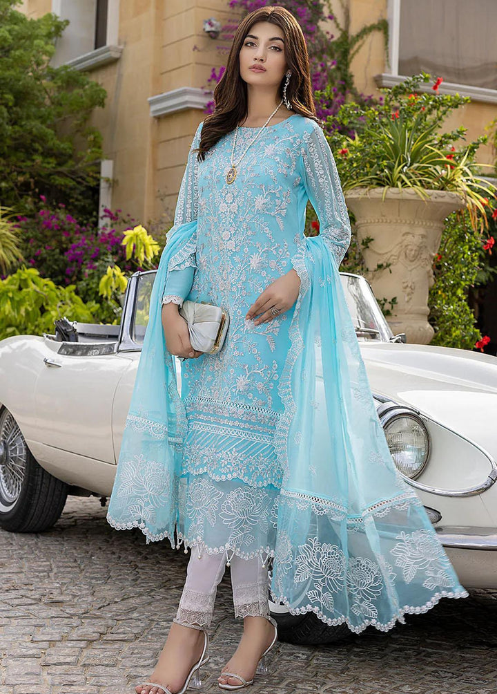 Azure Pret  Chiffon 3 Piece Suit Aqua Stone ASAS83