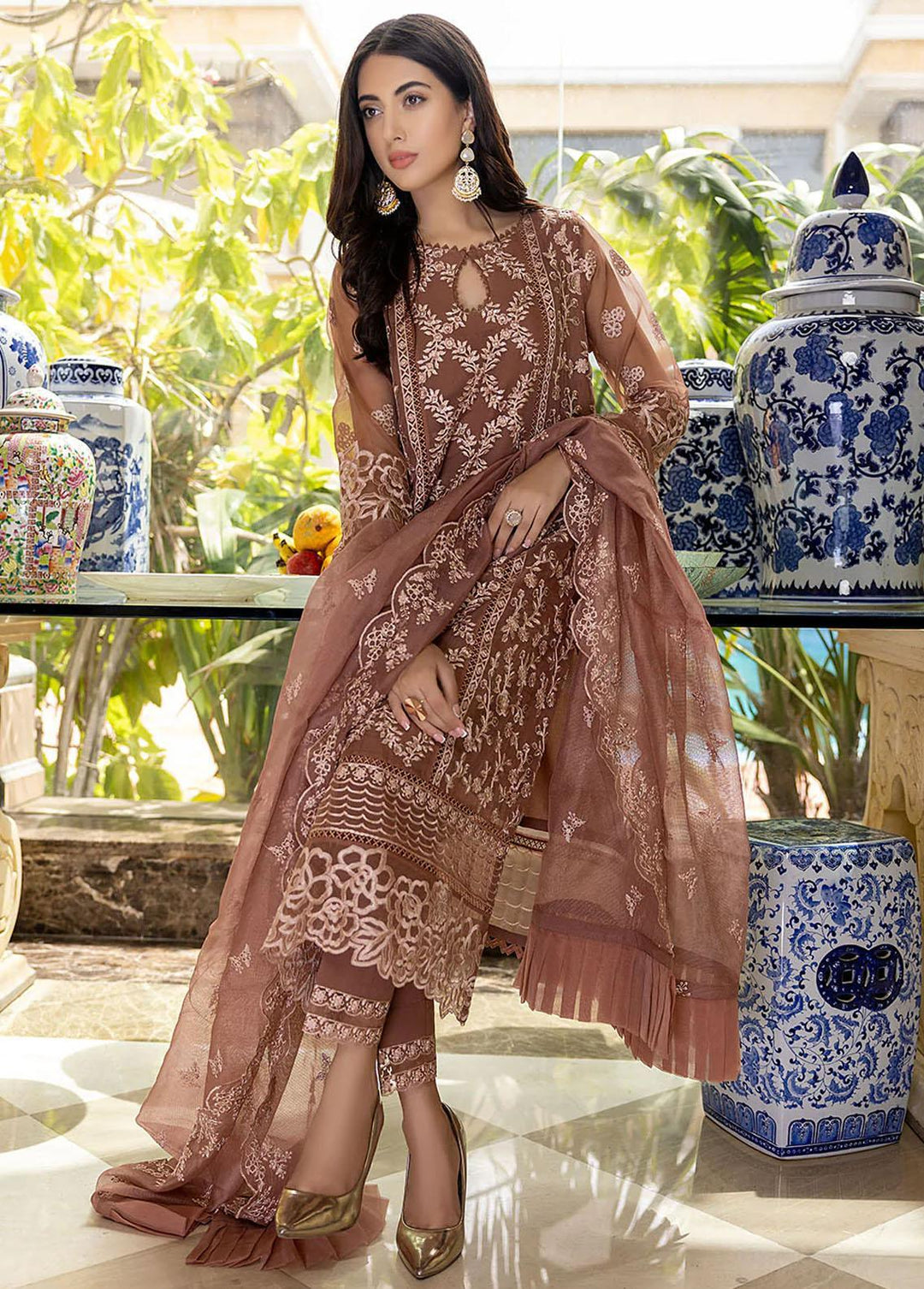 Azure Pret  Organza 3 Piece Suit Glittery Rose GRAS92