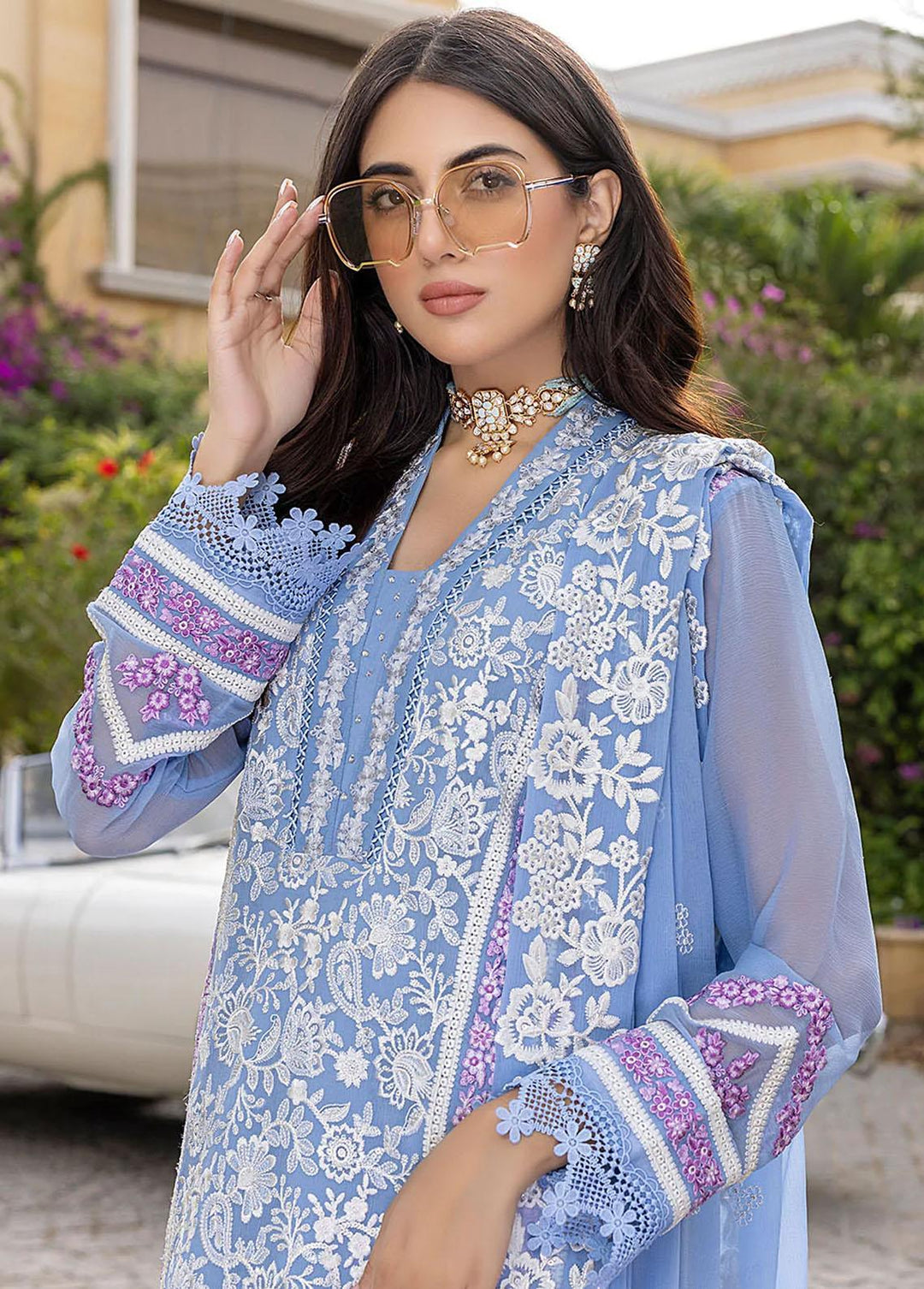 Azure Pret  Chiffon 3 Piece Suit Festive Glory FGAS87