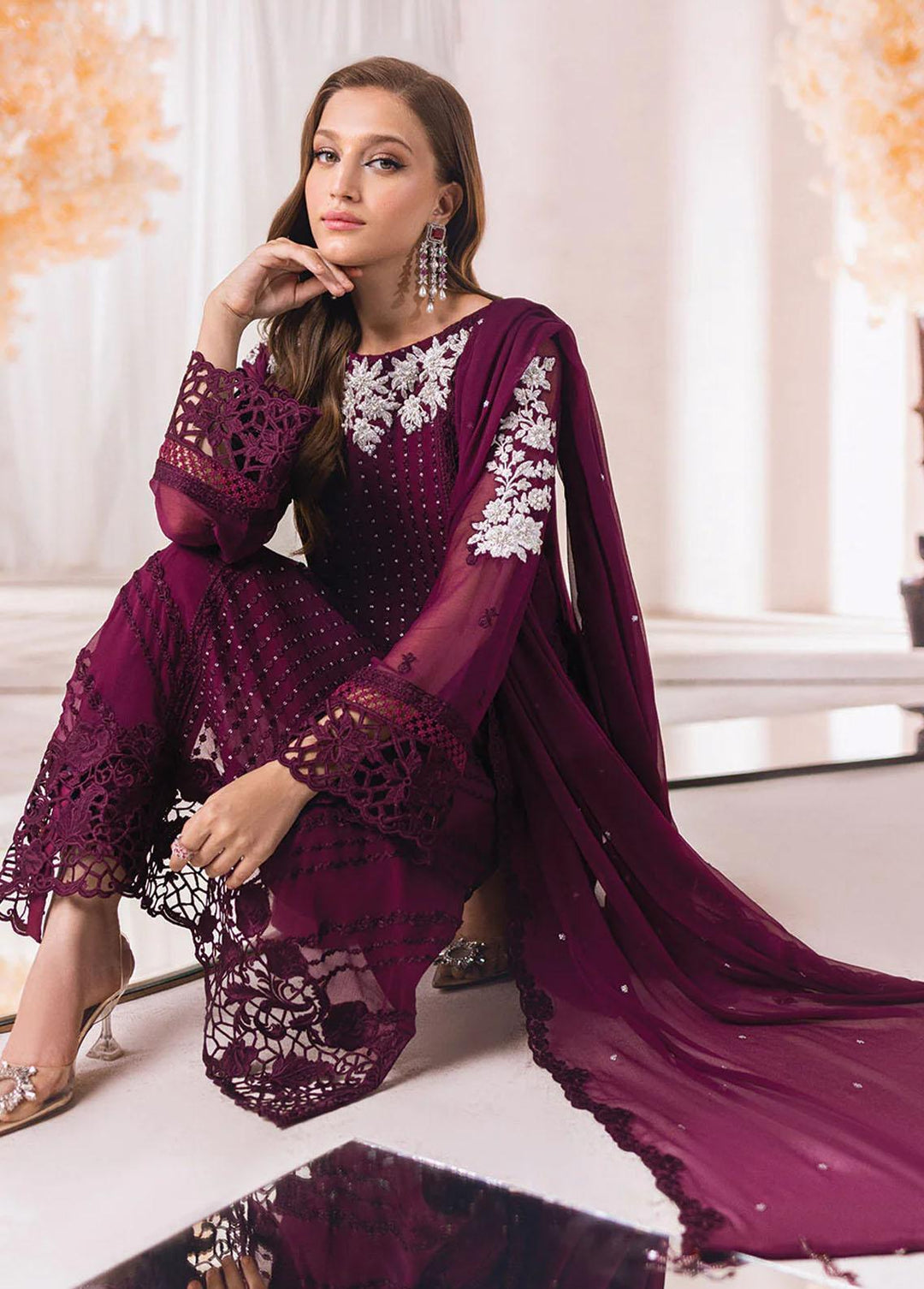 Azure Embroidered  Suits Unstitched 4 Piece AZU23LE Dreamy Glint - Luxury Collection