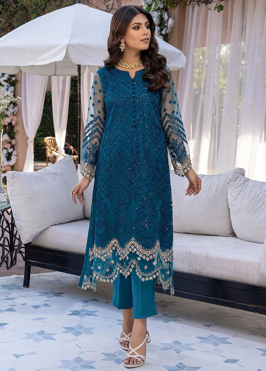 Azure Pret  Net Shirt Fiery Blue FBAZK165