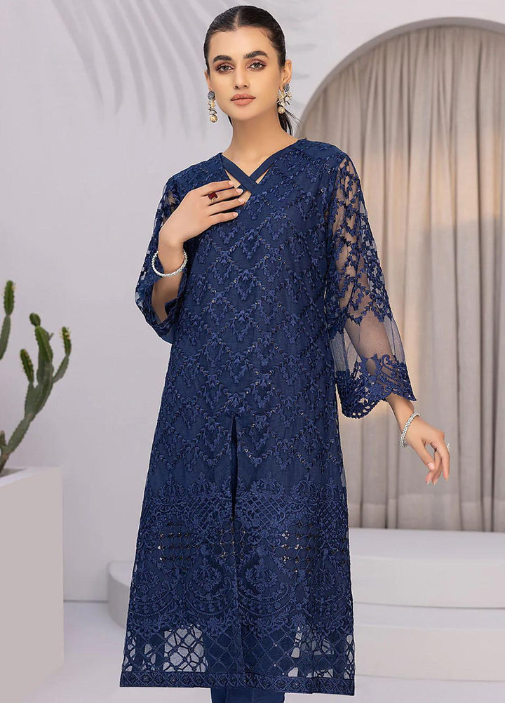 Azure Embroidered   Unstitched Shirt AZU22S Blazing Sea - Luxury Formal Collection