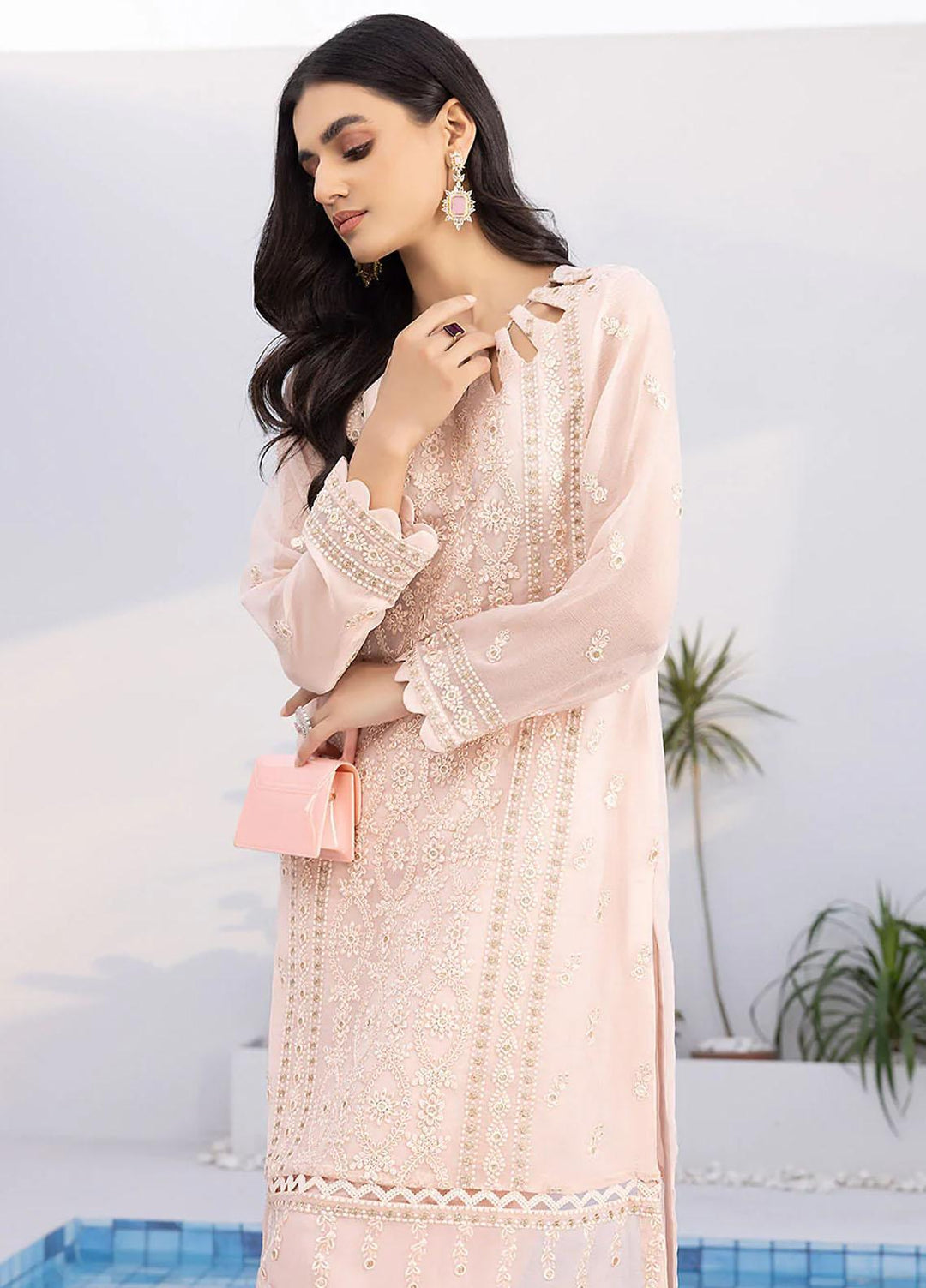 Azure Embroidered   Unstitched Shirt AZU22S Decent Lily - Luxury Formal Collection