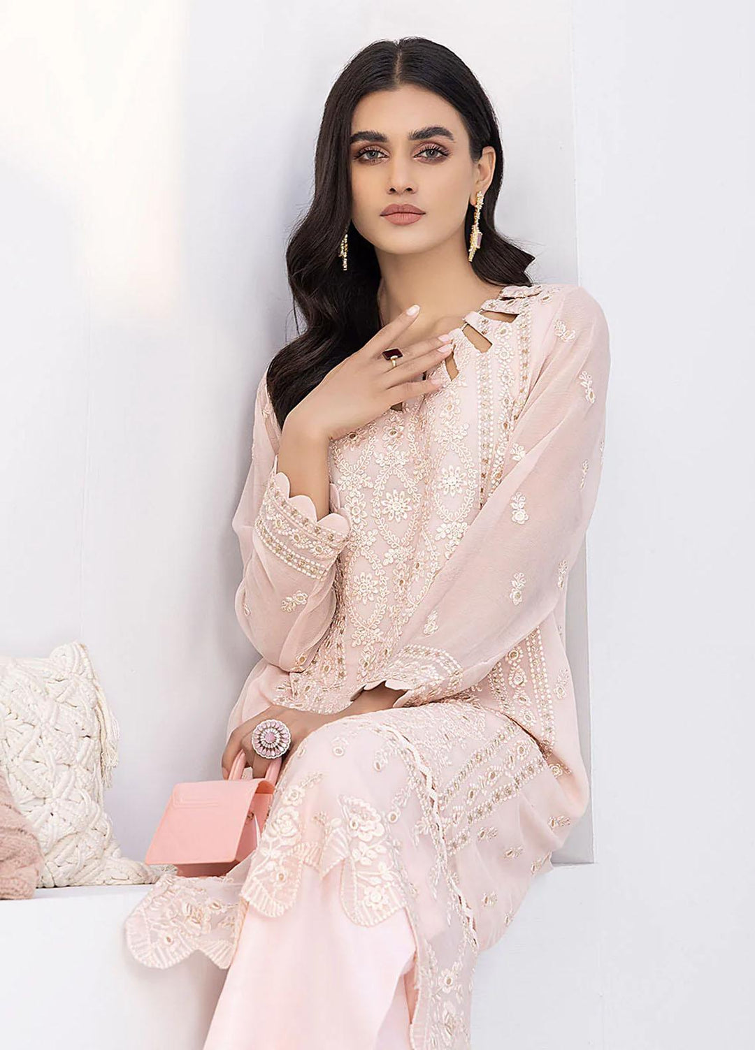 Azure Embroidered   Unstitched Shirt AZU22S Decent Lily - Luxury Formal Collection