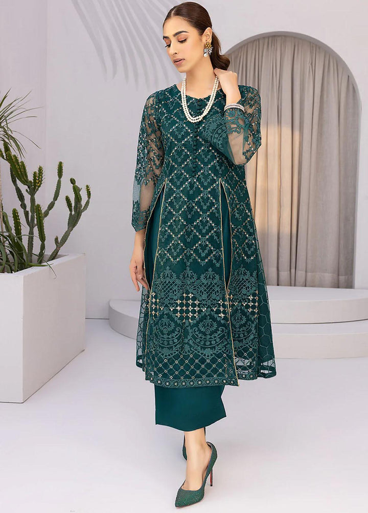 Azure Embroidered   Unstitched Shirt AZU22S Emerald - Luxury Formal Collection