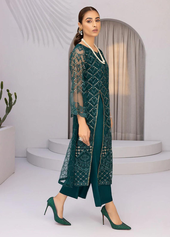 Azure Embroidered   Unstitched Shirt AZU22S Emerald - Luxury Formal Collection