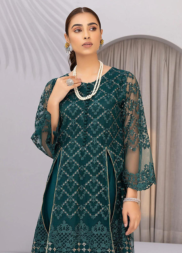 Azure Embroidered   Unstitched Shirt AZU22S Emerald - Luxury Formal Collection