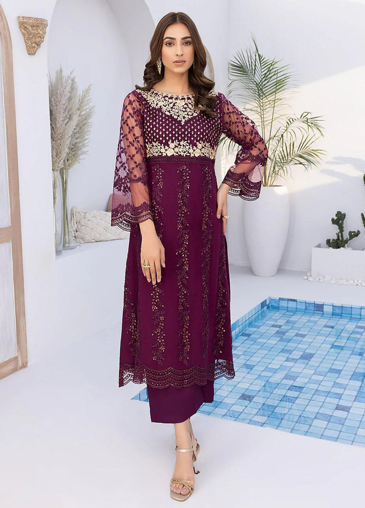 Azure Embroidered   Unstitched Shirt AZU22S Plumrose - Luxury Formal Collection